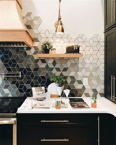 Geometric Ombre Kitchen Tile Geometric Backsplash New Kitchen Designs Interior Design Kitchen