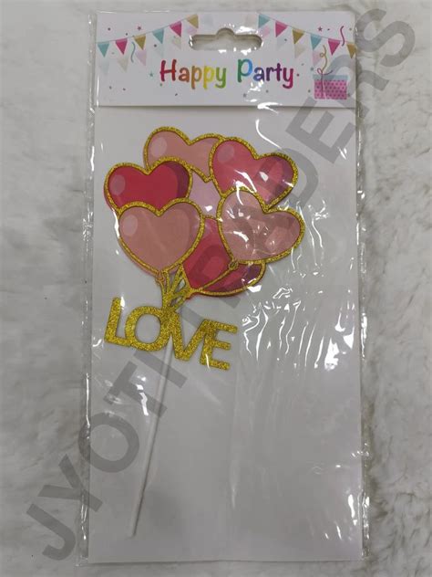 Round Pink Love Cake Topper For Birthday Parties Packaging Type