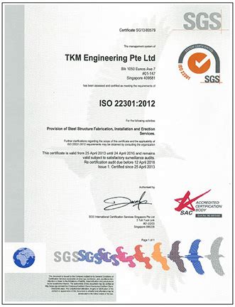 Certificate Of SGS