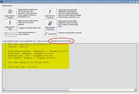 Sincronizzazione Manuale Del Sito Web Ready Pro Manuale Utente