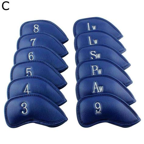 12 Pcs Club Protector PU Leather Headcover Golf Iron Head High NEW