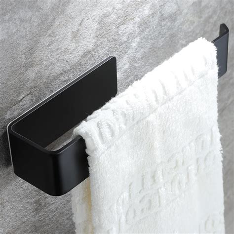 Yigii Hand Towel Holder Adhesive Hand Towel Bar Black Bathroom Towel Rack Peel