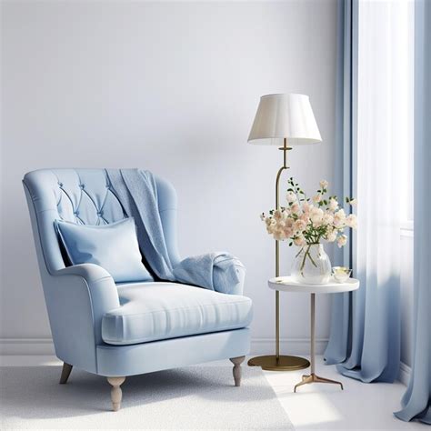 Premium AI Image | Blue armchair against blue wall in living room ...