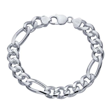 Sterling Silver 11mm Figaro Chain Bracelet - RioGrande