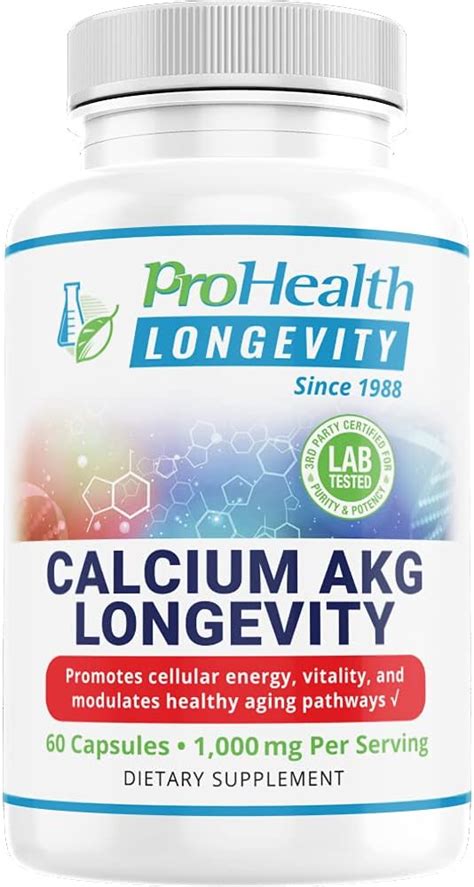 Calcium AKG Longevity Alpha Ketoglutarate 1 000 Mg Per 2 Capsule