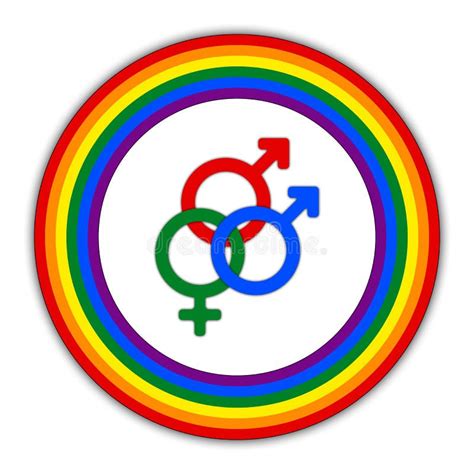 Rainbow Gay Couple Pride Flag Circle Symbol Of Sexual Minorities Two