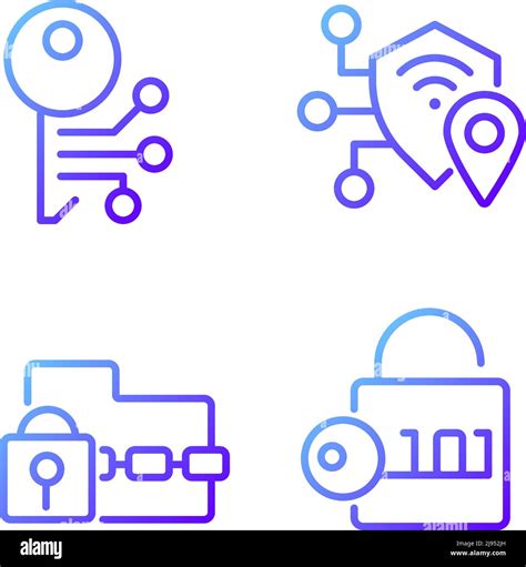 Encryption Technologies Pixel Perfect Gradient Linear Vector Icons Set