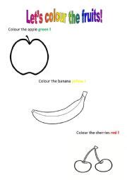 Lets Colour The Fruits ESL Worksheet By Ejpan