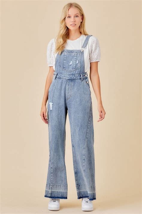 Denim Wide Leg Overalls ShopperBoard