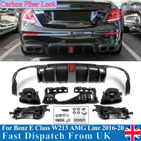 FOR MERCEDES BENZ E Class W213 Amg B Style Rear Diffuser Tailpipes