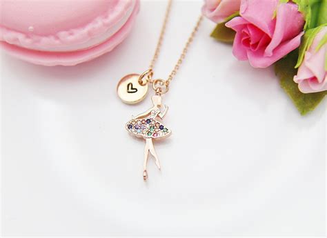 Rose Gold Ballet Dance Girl Necklace Ballerina Necklace Etsy