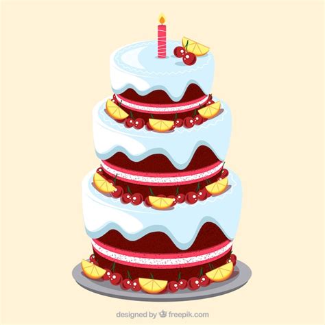 Deliciosa tarta de cumpleaños en estilo hecho a mano Vector Gratis