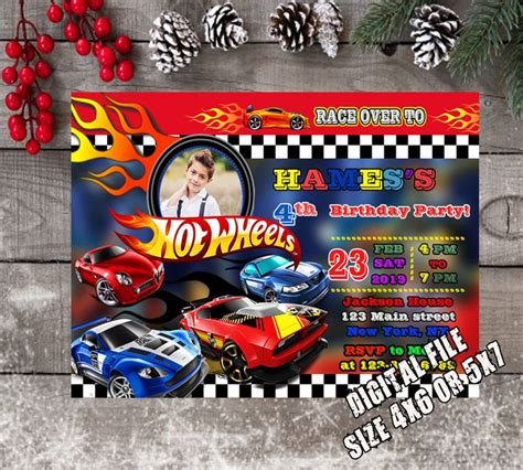 Hot Wheels Invitation Birthday Party Printable Card Etsy Fiesta de hot wheels Cumpleaños de