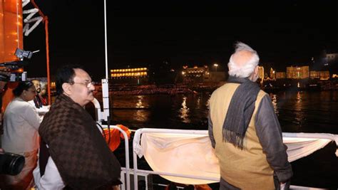 Pm Modi Saw Ganga Aarti Kashi Illuminated By Millions Of Lamps Fireworks And Laser Show Tied The