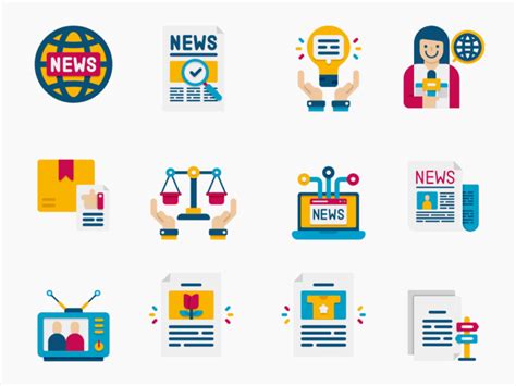 Journalism Icon Set Flat Icons