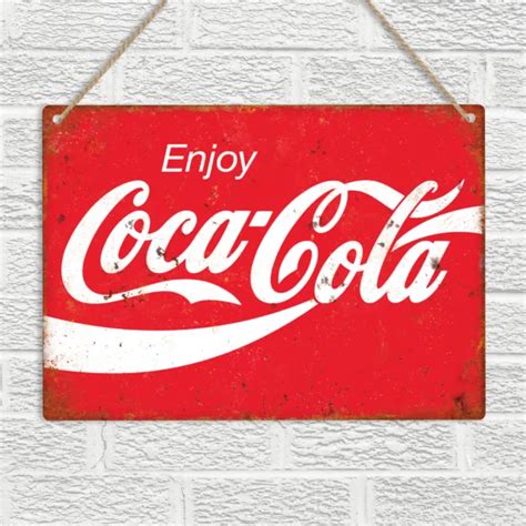 Enjoy Coca Cola Retro Vintage Style Metal Tin Wall Sign Pub Bar Man