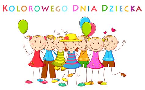 Dzien Dziecka Kolorowego Dnia Dziecka Dzieci Balony Tapety Na