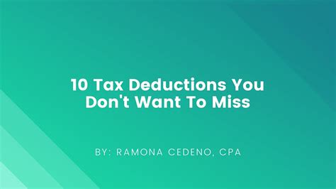 10 Business Tax Deductions You Dont Want To Miss Youtube