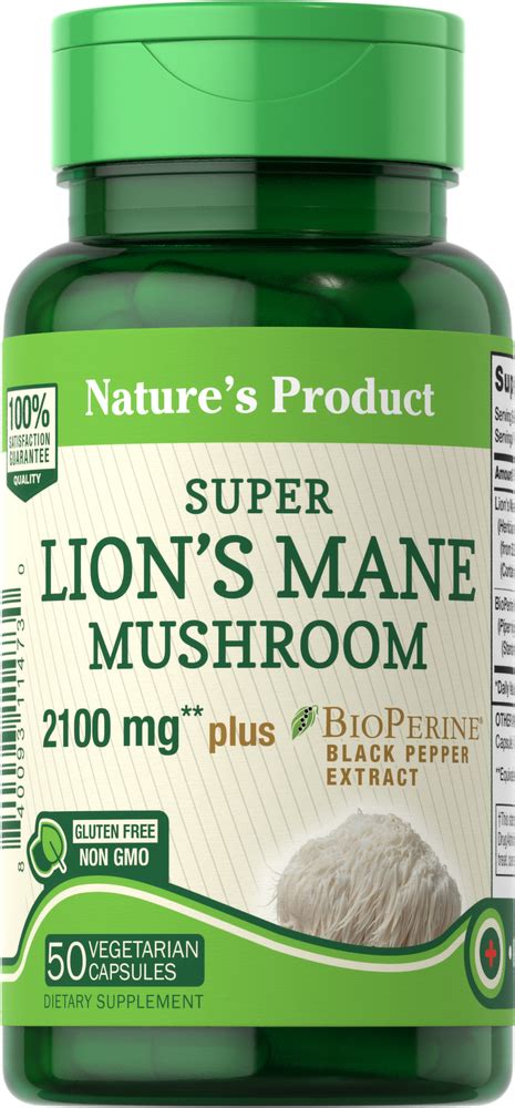 Lion's Mane Mushroom, 2100 mg, 50 Vegetarian Capsules | Nutrition ...