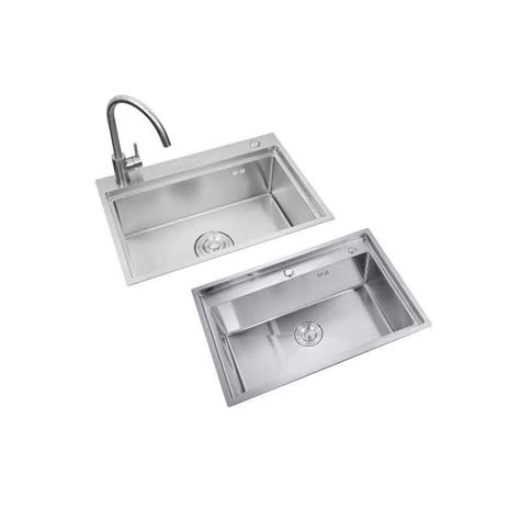 Handmade Step Kitchen Sink Stainless Steel Single Bowl Top Mount