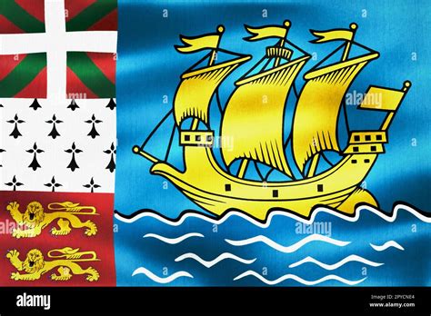 3D Illustration Of A Saint Pierre And Miquelon Flag Realistic Waving