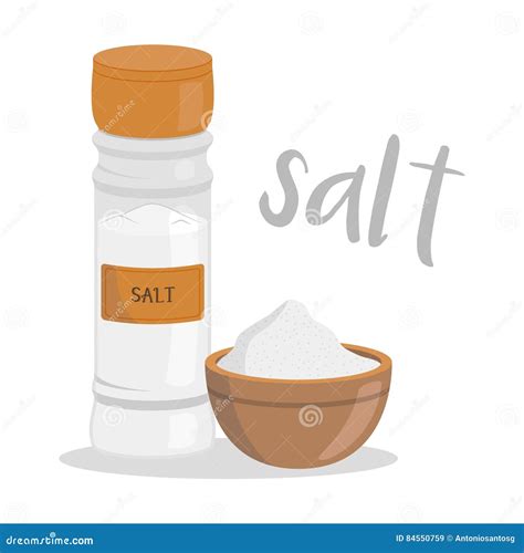 Vector Salt Illustration Isolated In Cartoon Style Stock Vector