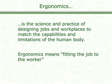 Ppt Ergonomics Awareness Education Powerpoint Presentation Free Download Id1041219