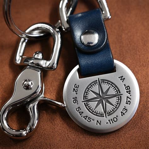 Engraved Compass Keychain Etsy