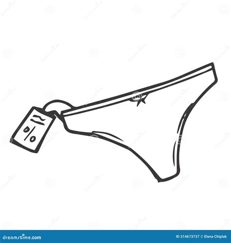 Doodle Panties Line Sketch On A White Background Stock Vector