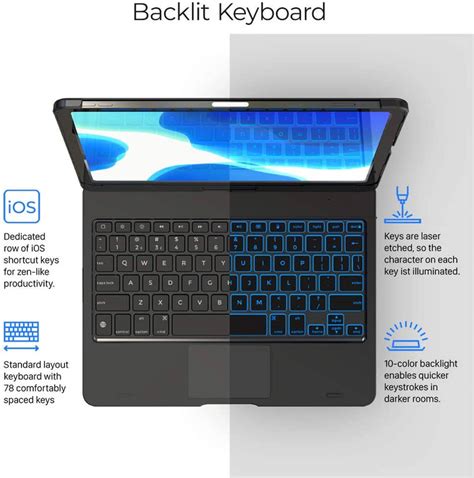 Trackpad 360°swivel keyboard case for iPad 10.9"-11" Pro(1-4)/Air(4-5 ...