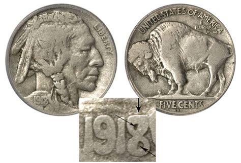 D Buffalo Nickels Over Indian Head Nickel Line Type Value