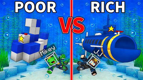 Mikey Poor Vs JJ Rich FBI Submarine Survival Battle In Minecraft