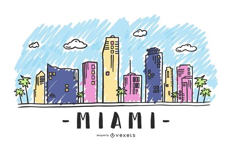 Miami Skyline Drawing