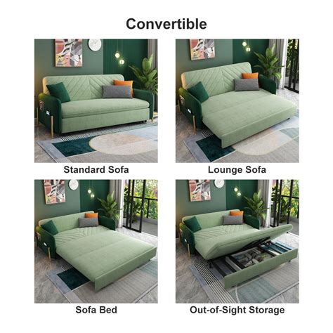 King Sleeper Sofa Green Upholstered Convertible Sofa Homary