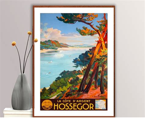 Hossegor France Vintage Travel Poster Poster Paper Or Canvas Print