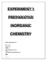 Ch Experiment Docx Experiment Preparative Inorganic Chemistry