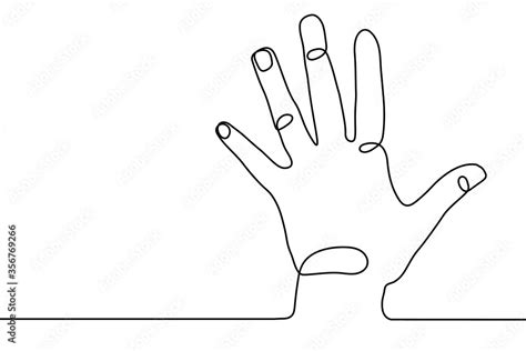 Continuous Line Drawing Of Hand Holding Five Fingers One Line Drawing