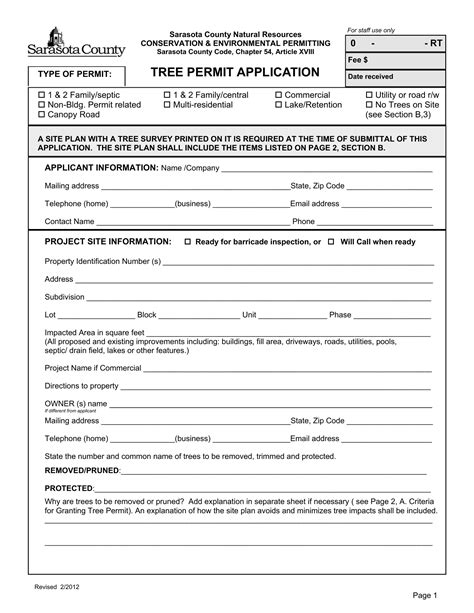 Sarasota Tree Permit Application Pdf Form Formspal