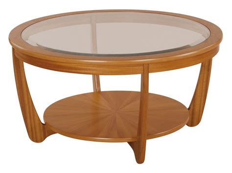 Nathan Classic Teak Glass Top Round Coffee Table Coffee Tables