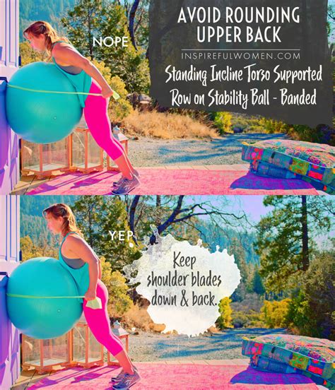 Standing Incline Torso Supported Row On Stability Ball Band