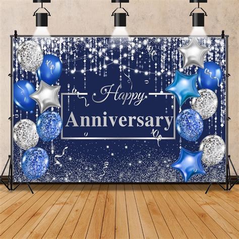 Amazon Mocsicka Black And Silver Happy Anniversary Backdrop