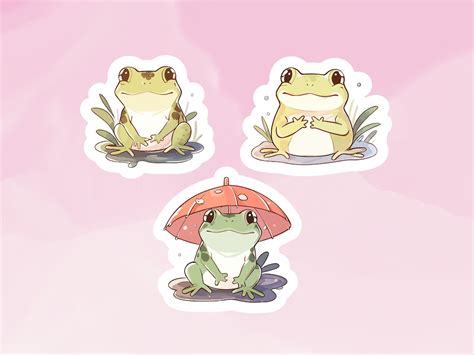 Cute Frog Sticker Set, Sticker Set, Frog Sticker, Cute Adorable Frog ...