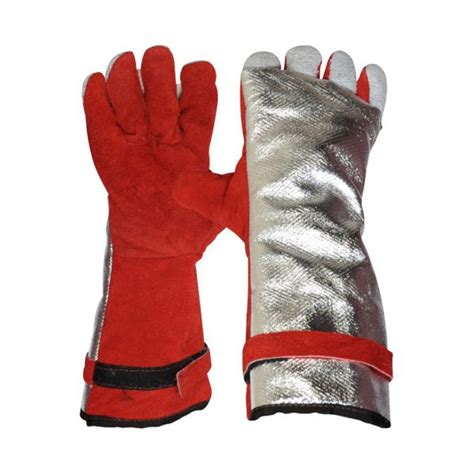 Heat Resistant Aluminised Backed Leather Gauntlet Gloves Protexmart