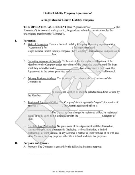 Sole Member Llc Operating Agreement Template