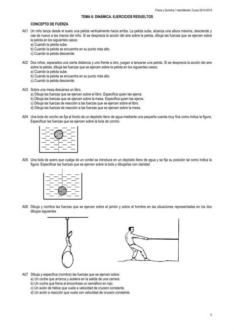 PDF TEMA 6 DINÁMICA EJERCICIOS RESUELTOS sica y Química 1