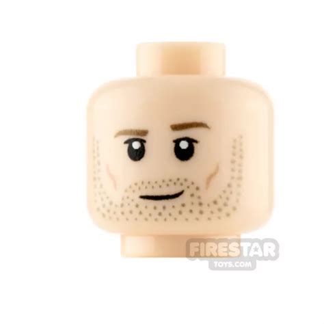 Firestar Custom Printed Minifigure Head Stubble And Smile Or Stubble And Angry