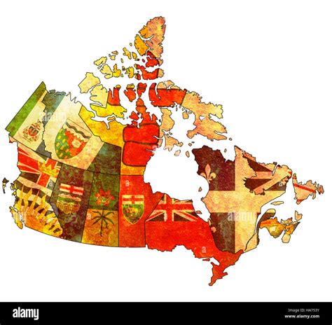 Administration Map Of Canada With Flags Of Administrative Divisions