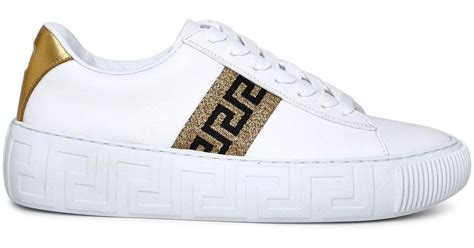 Versace White Leather Greca Sneakers Lyst