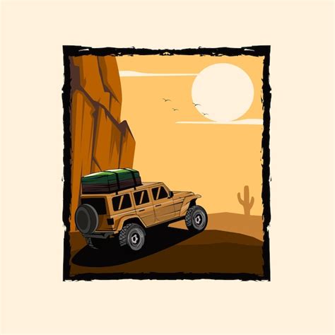 Premium Vector Jeep On The Desert