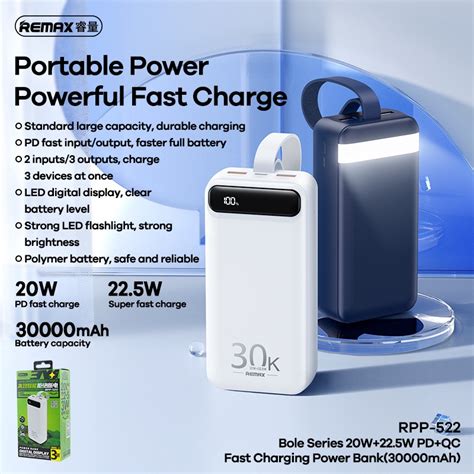 Hybrid REMAX RPP 522 20W 22 5W PD QC Powerbank 30000mah Supports PD 2